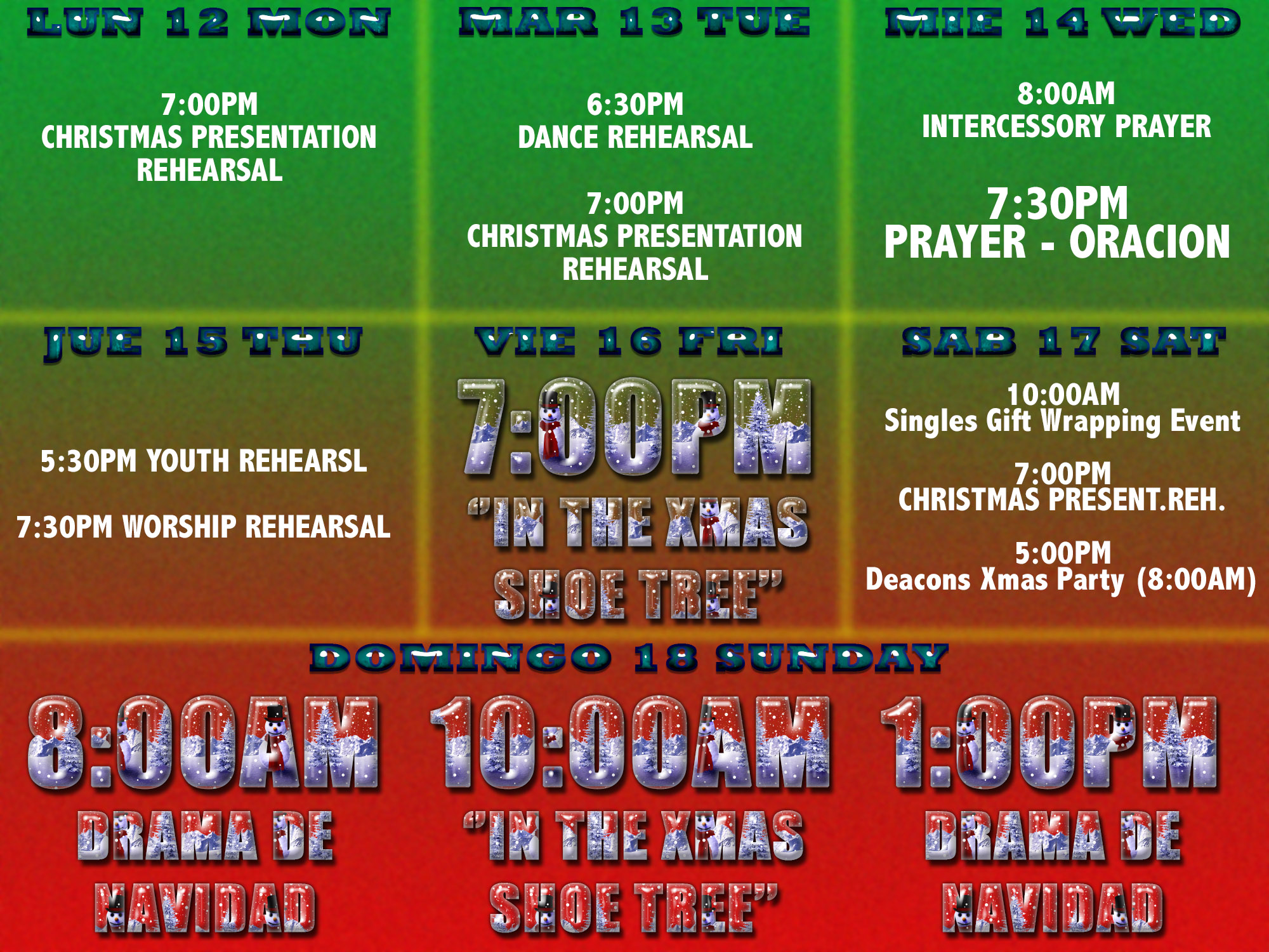 Activities Dec. 12th - 18th 2016
